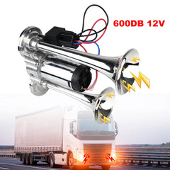 12V Modification For Motorcycle Boat Truck 600dB Dual Trumpets With Air Compressor and Relay Super Loud Car Electric Horn