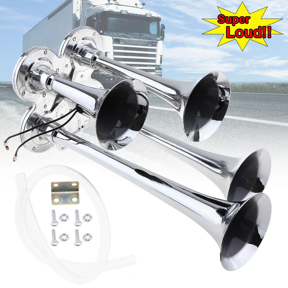 12V/24V 150dB Super Loud Four Tone Car Air Horn Set Trumpet Compressor for Supplies Vehicles Truck Train Boat Motorcycle